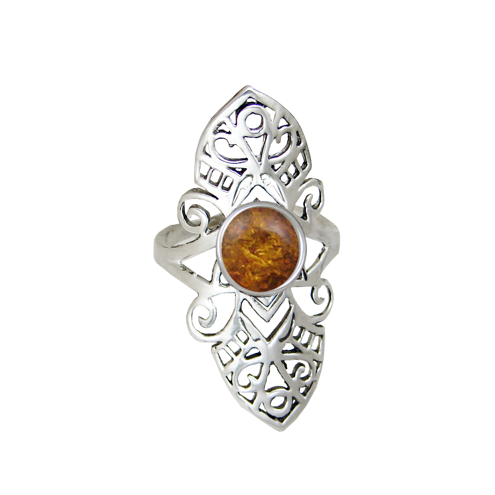 Sterling Silver Filigree Ring With Amber Size 8 Sterling Silver Filigree Ring With Amber Size 8